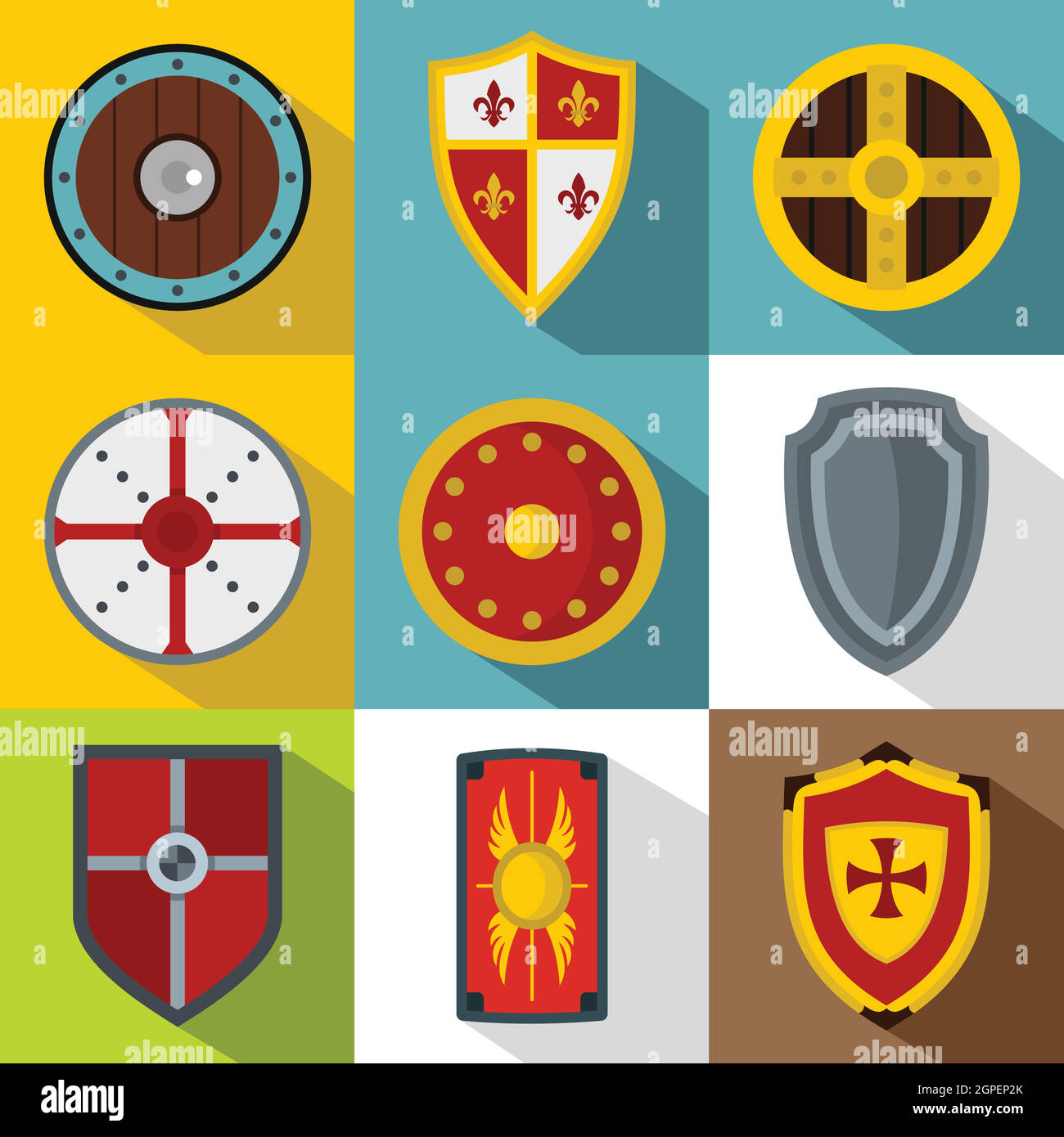 Protective shield icons set, flat style Stock Vector Image & Art Alamy