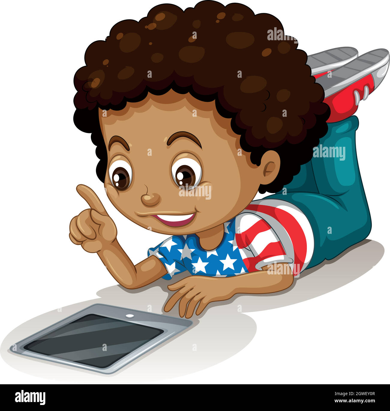 American boy using computer tablet Stock Vector Image & Art Alamy
