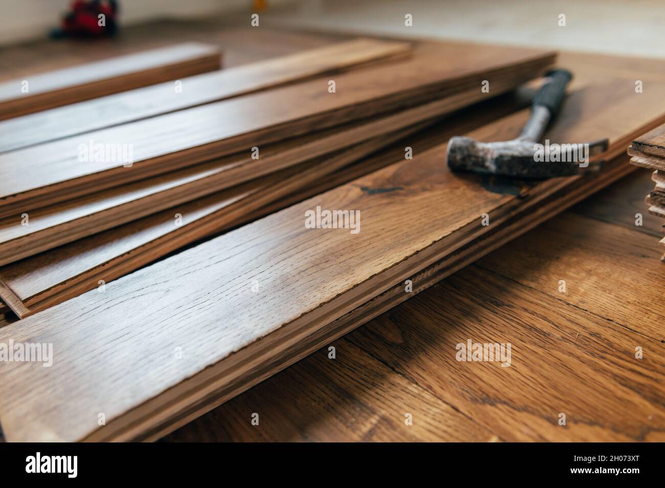 Solid oak wood flooring Stock Photo Alamy
