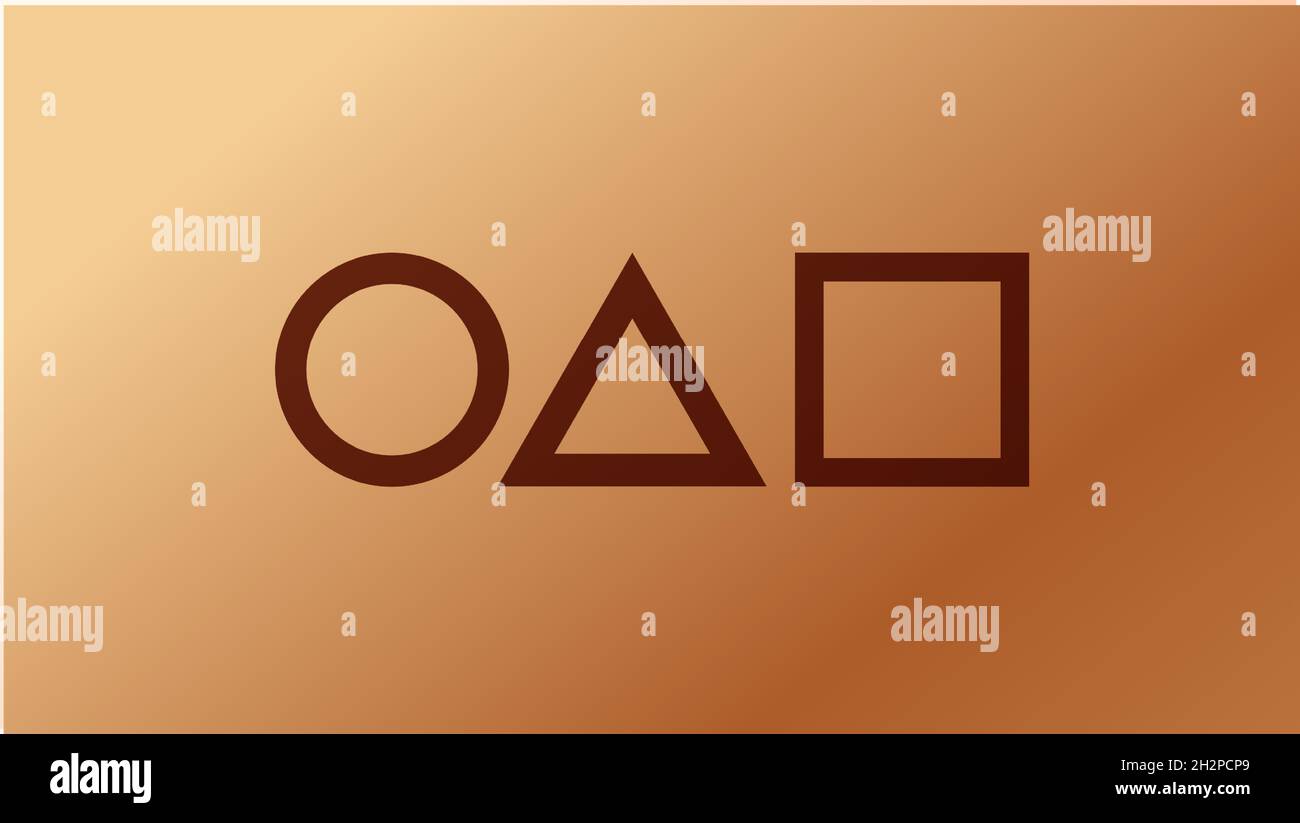 Squid game business card black with circle, triangle and square on