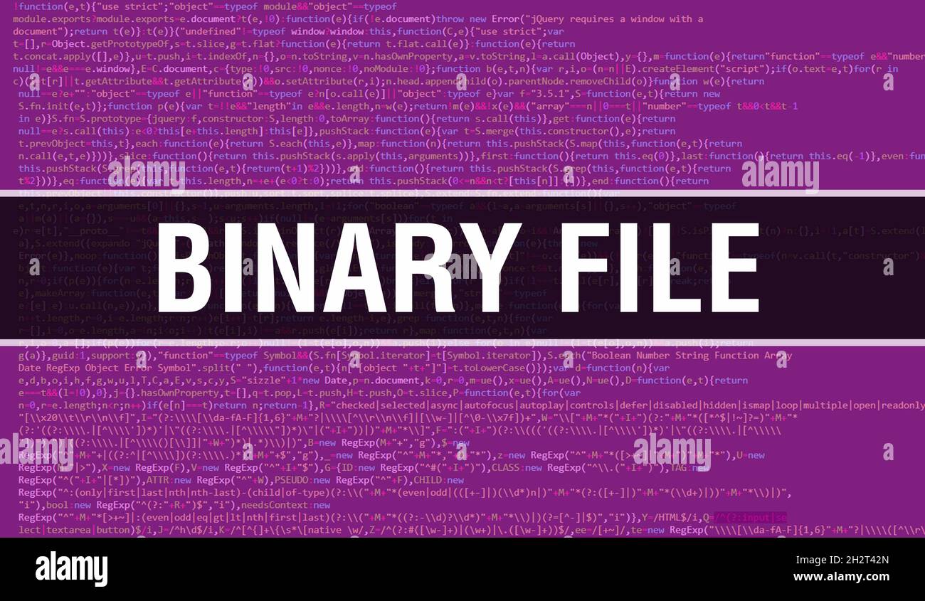 Binary file text written on Programming code abstract technology