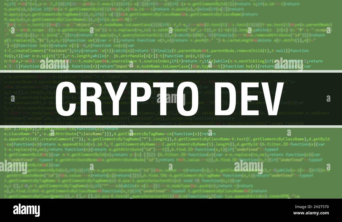 crypto dev concept with Random Parts of Program Code. crypto dev with Programming code abstract