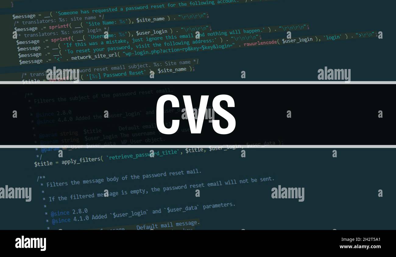 CVS concept with Random Parts of Program Code.CVS text written on