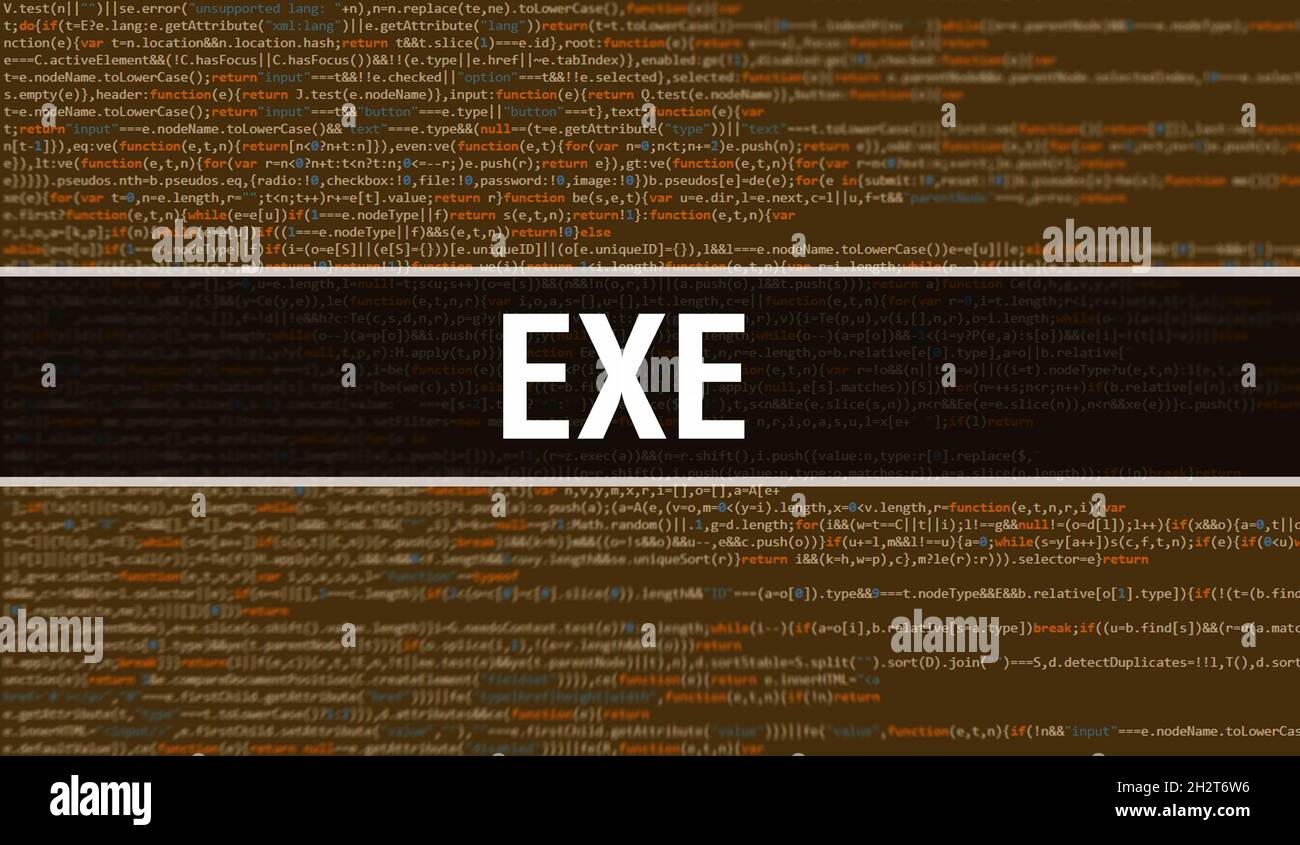 exe concept illustration using code for developing programs and app