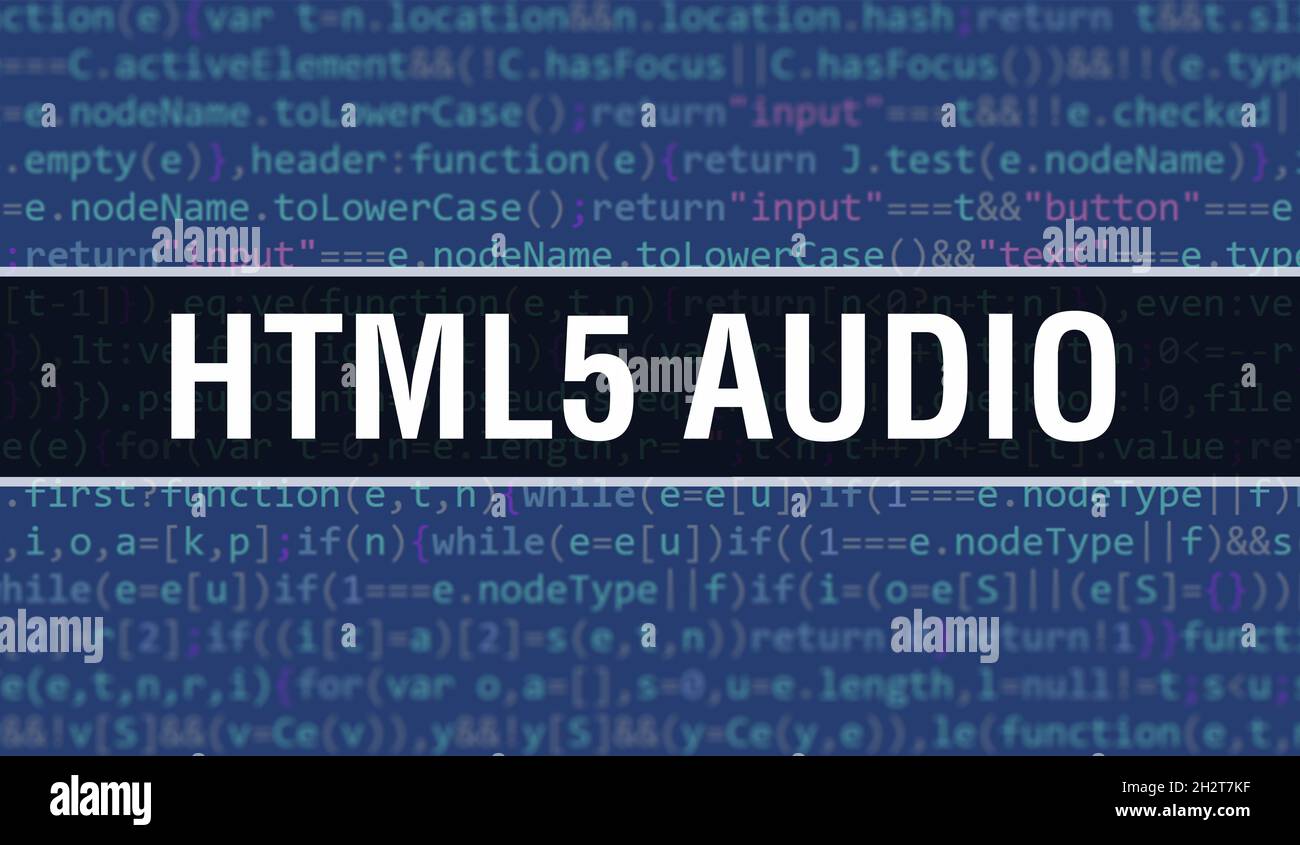 HTML5 audio concept illustration using code for developing programs and
