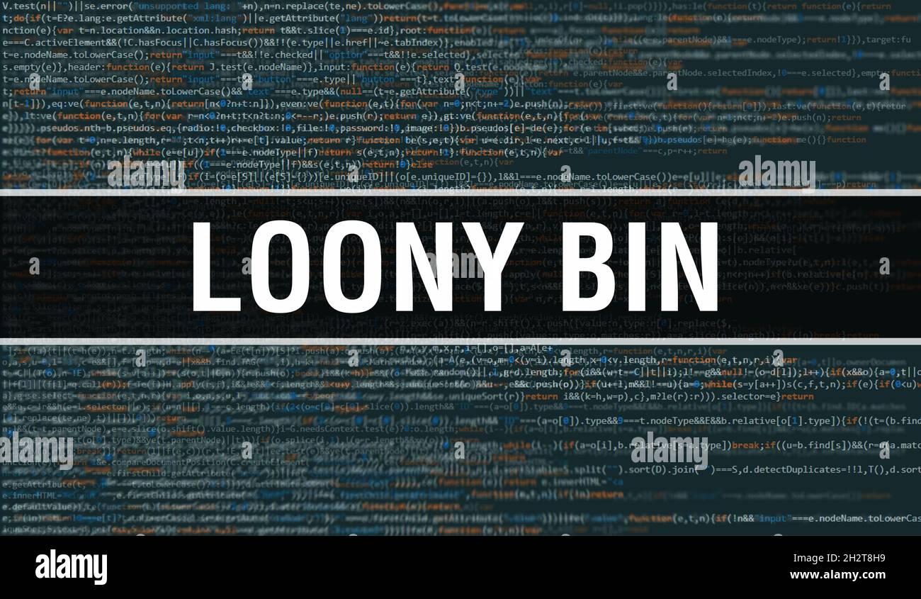 Loony bin with Binary code digital technology background. Abstract background with program code