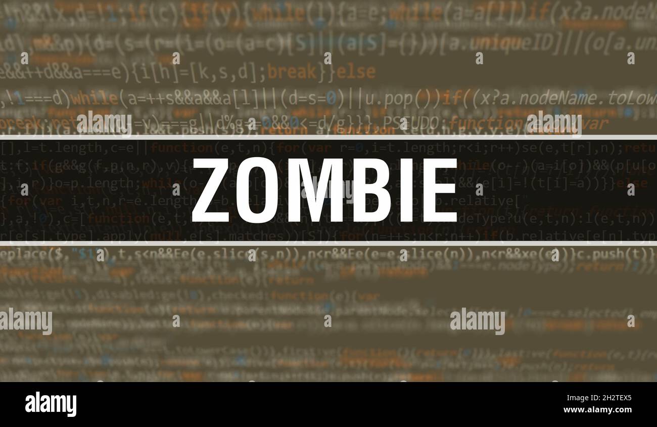 Zombie with Binary code digital technology background. Abstract