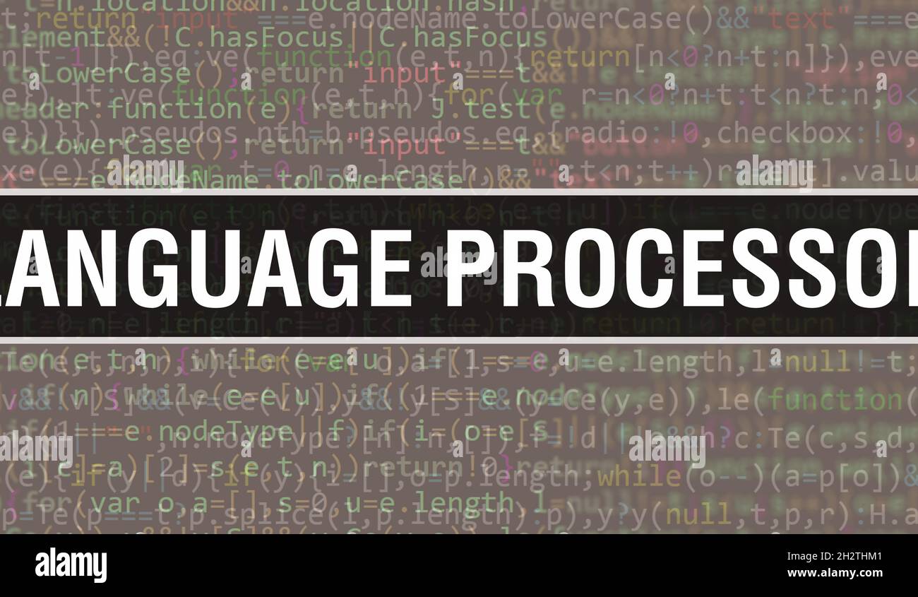 Language processor concept with Random Parts of Program Code.Language processor text written on