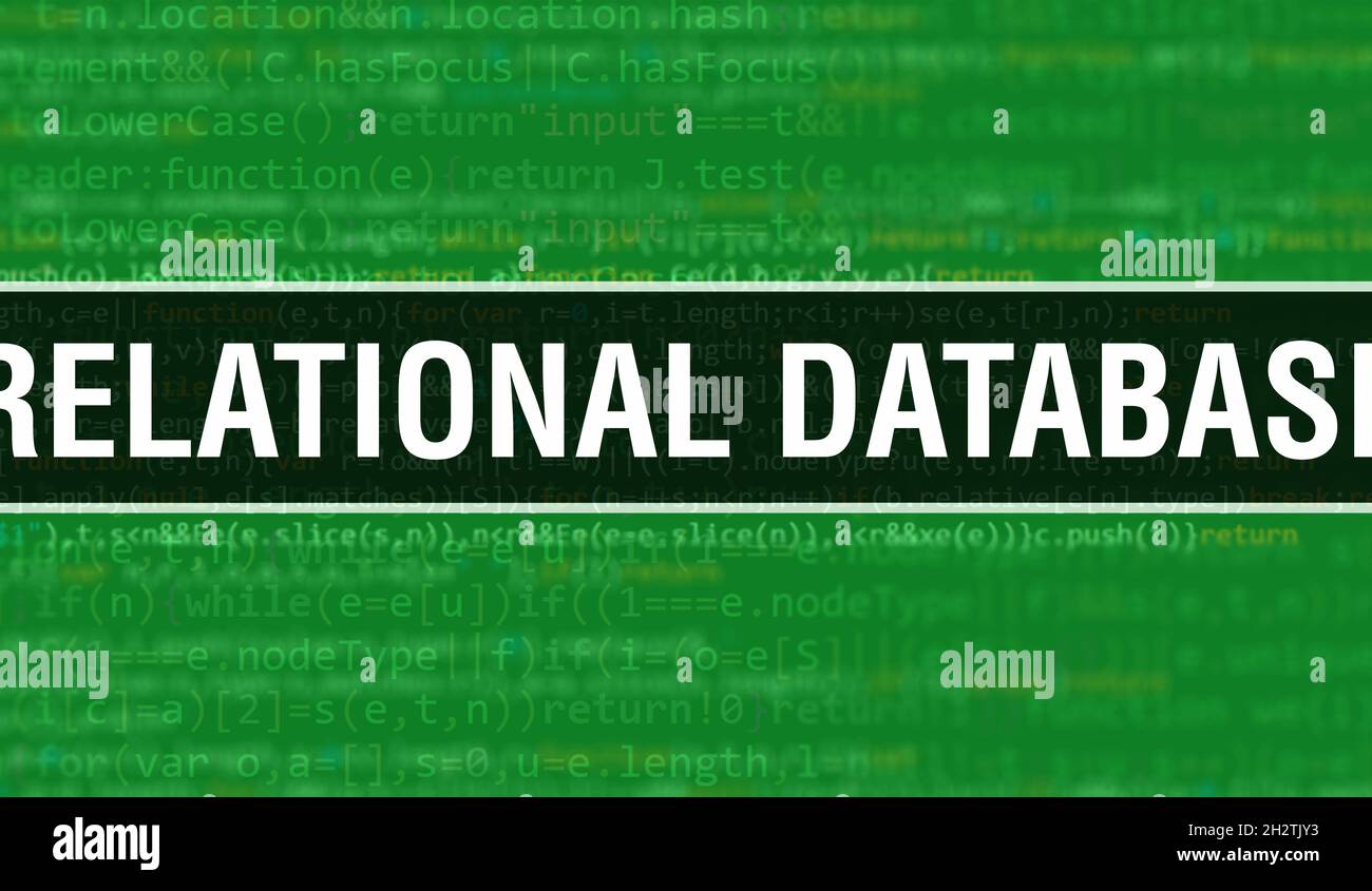 Relational database concept illustration using code for developing