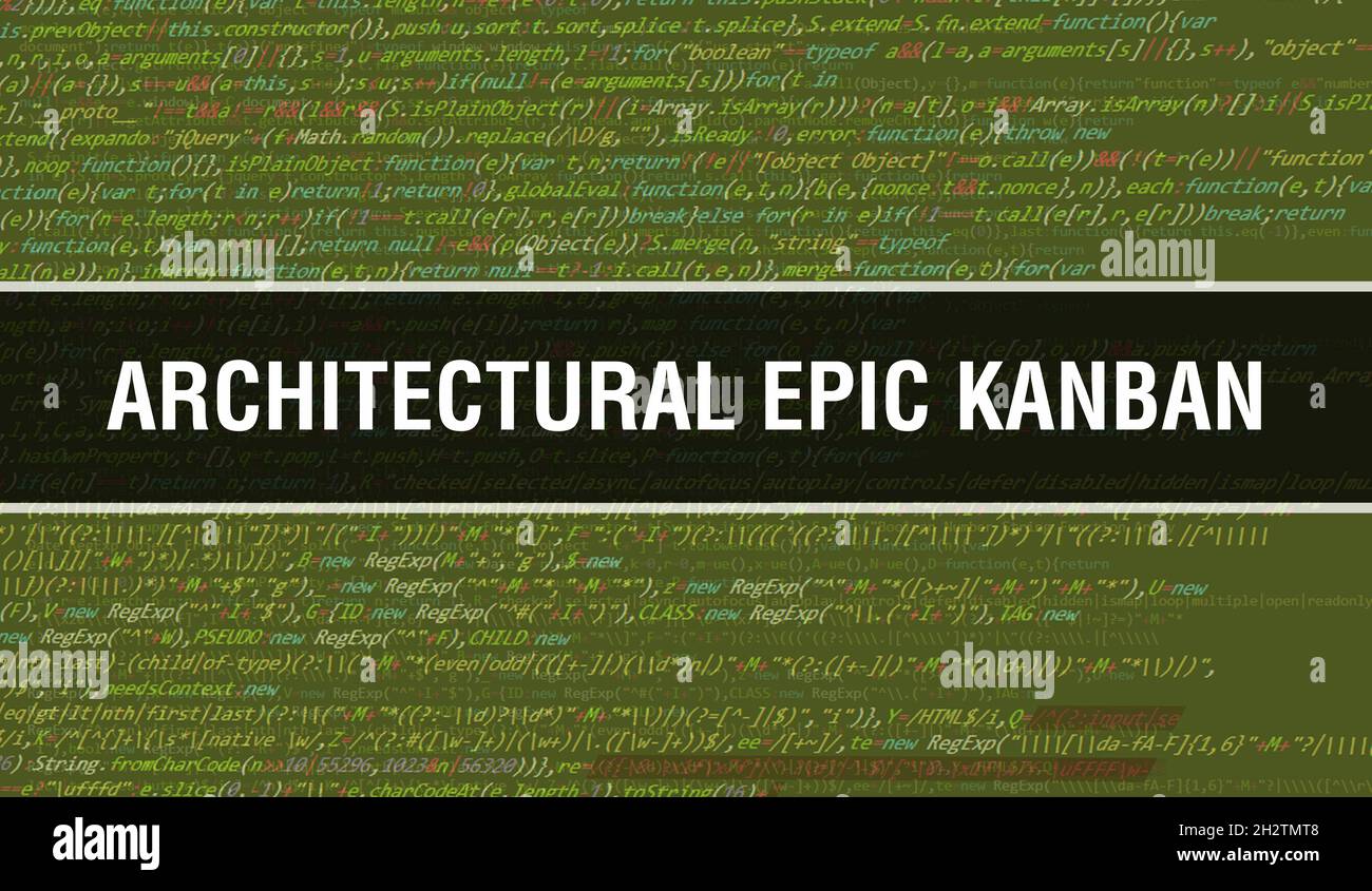 Architectural Epic Kanban with Digital java code text. Architectural