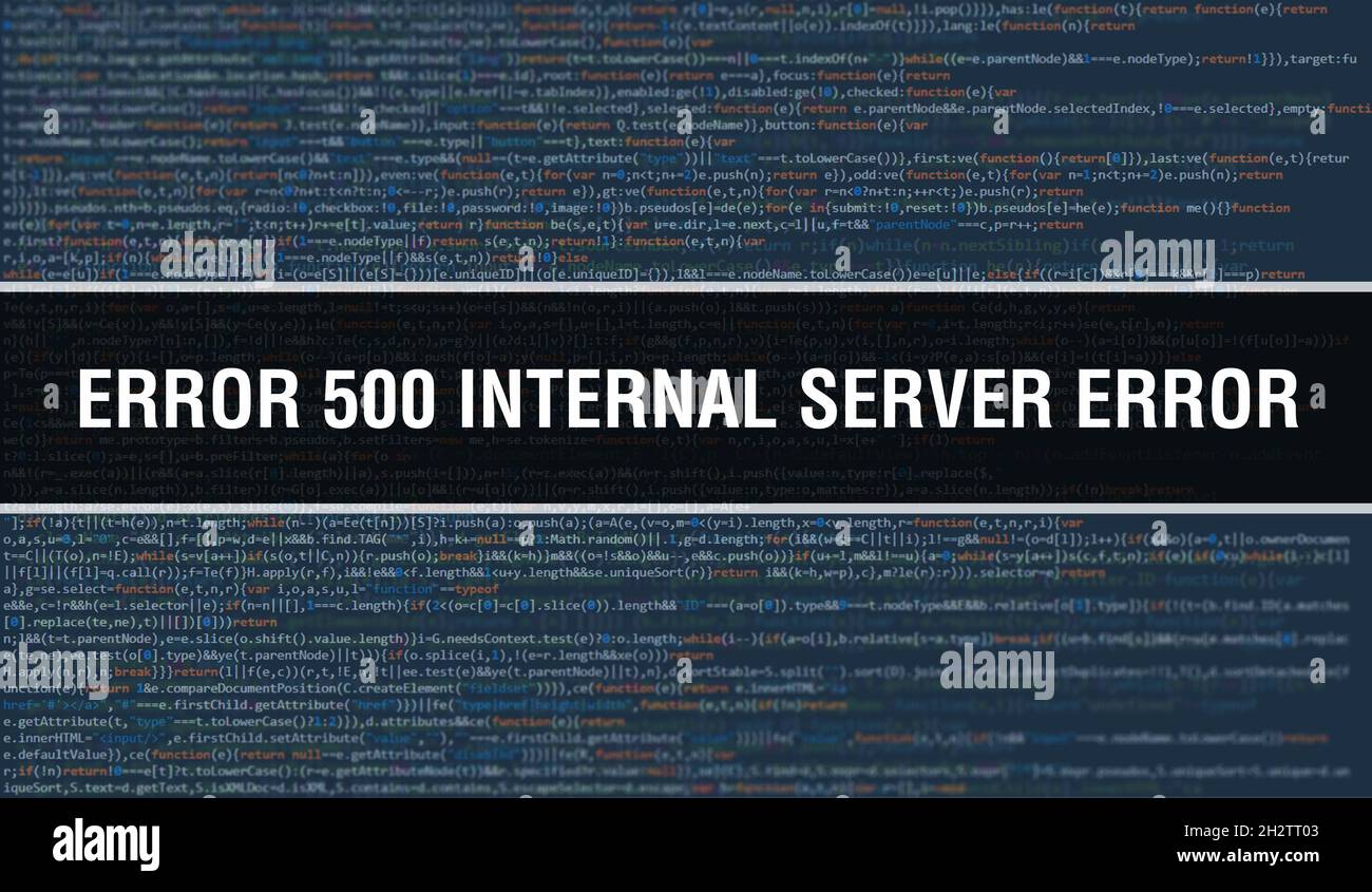 Error 500 Internal Server Error with Digital java code text. Error 500