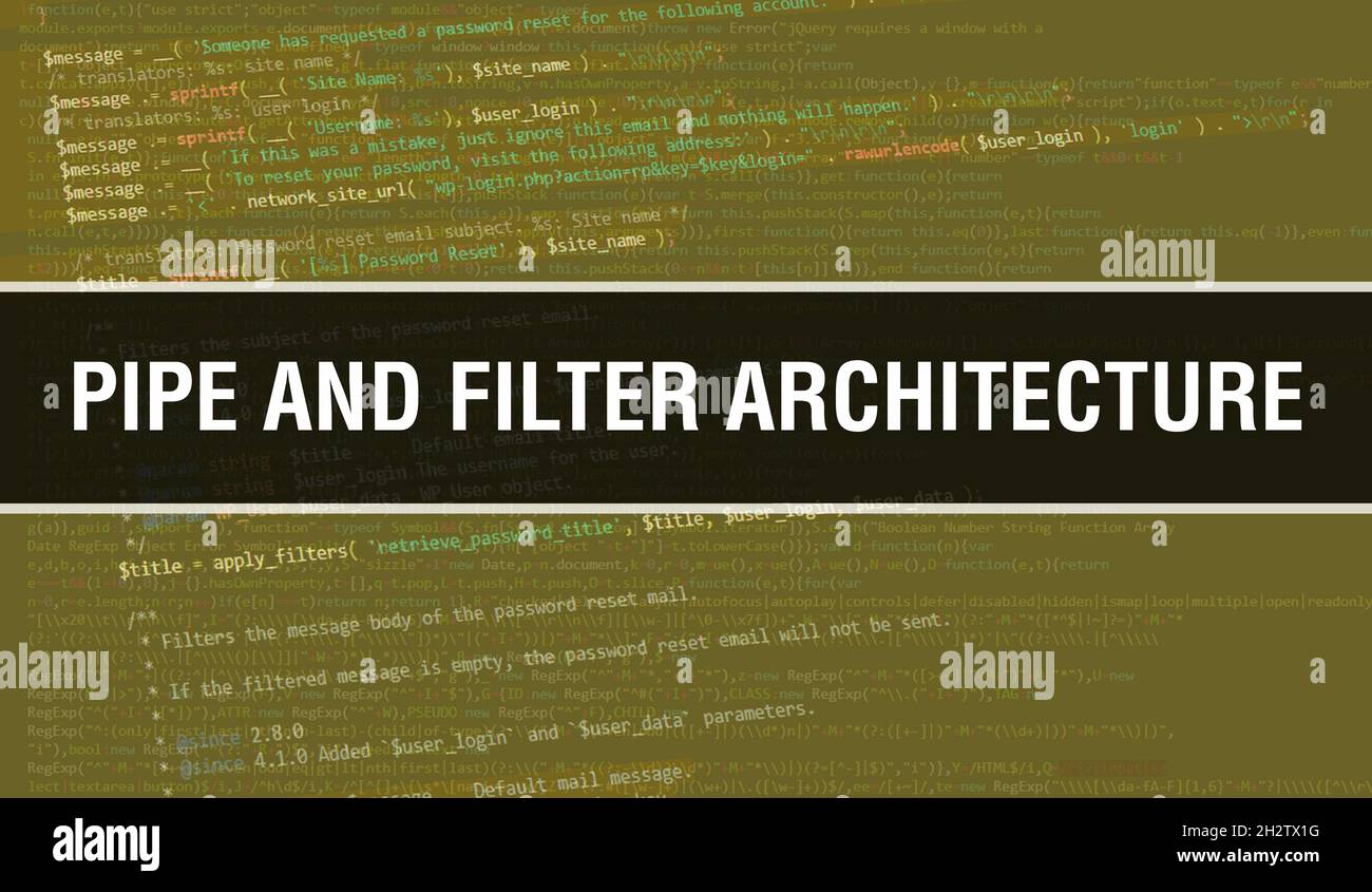 Pipe and filter architecture concept illustration using code for