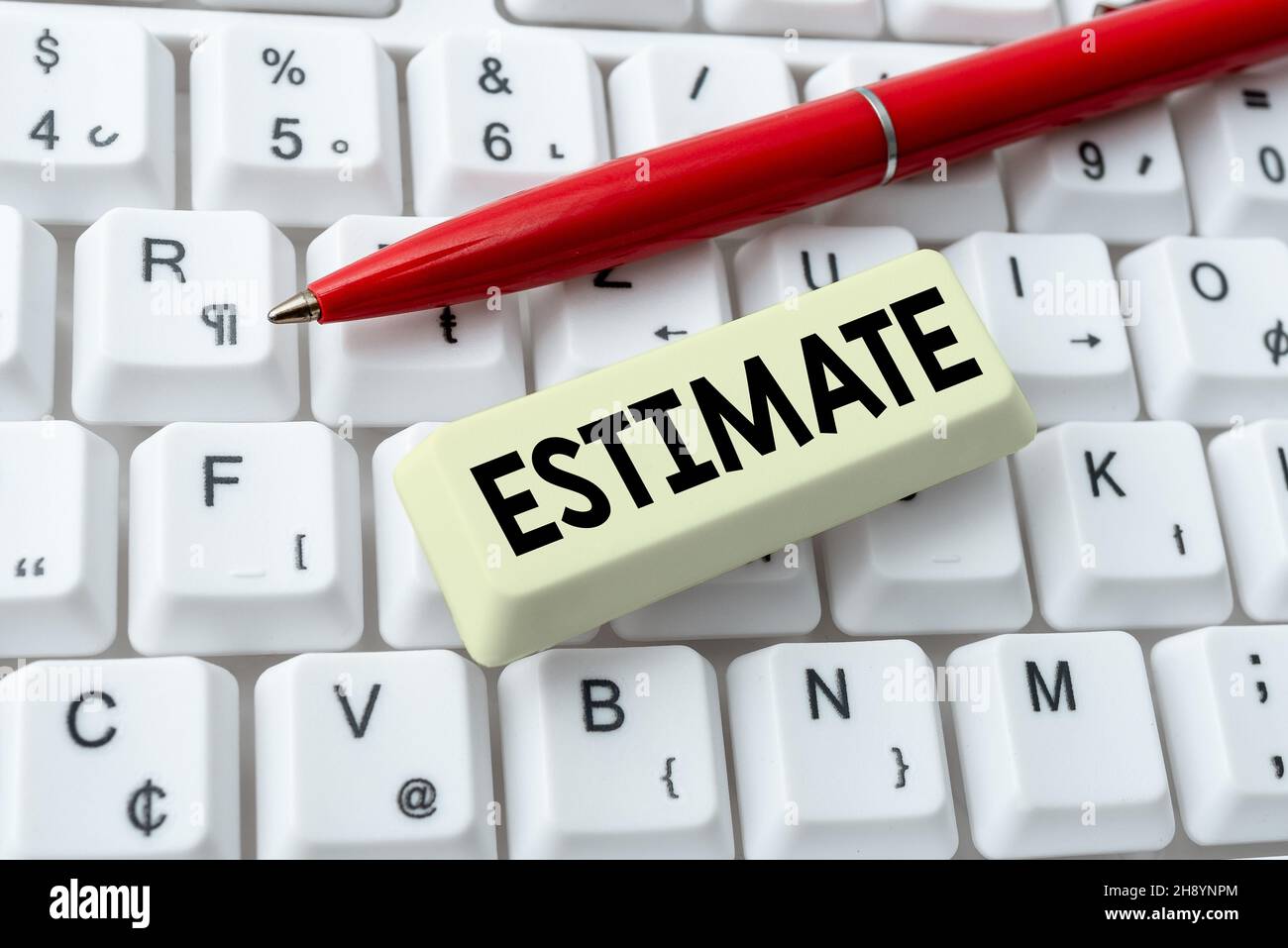 Text caption presenting Estimate. Concept roughly calculate