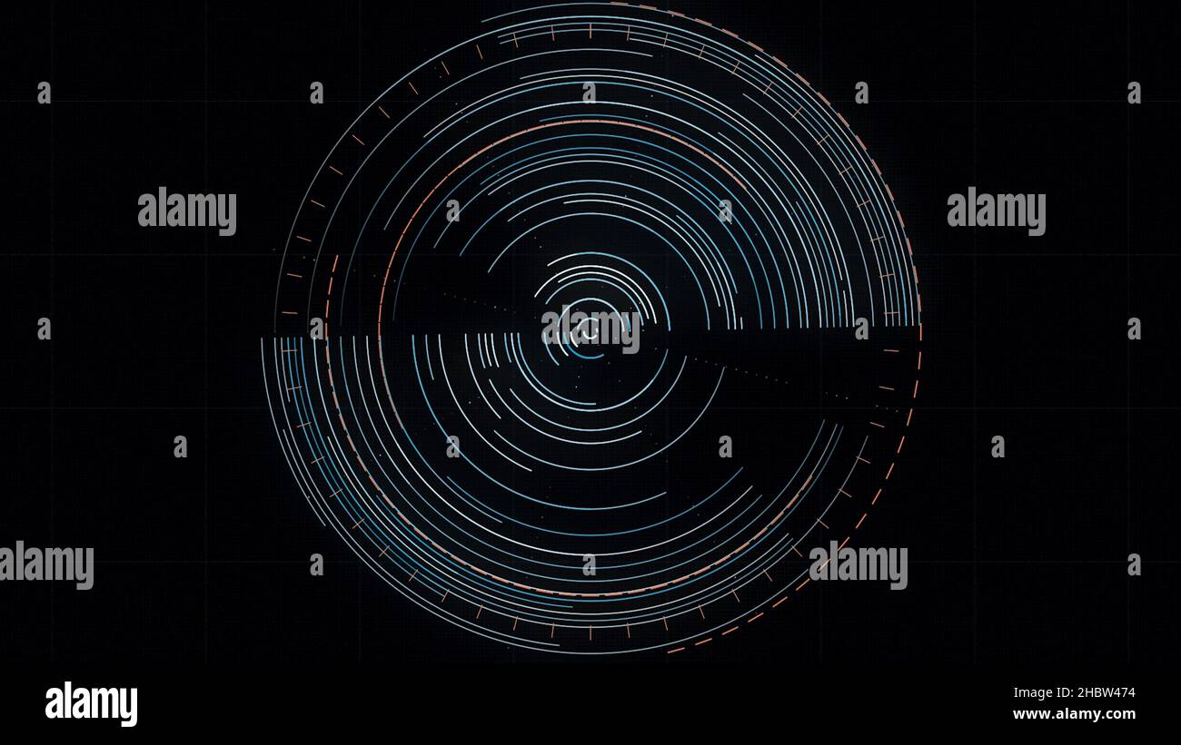 Disc shaped graphic object with internal lines. Abstract circle that