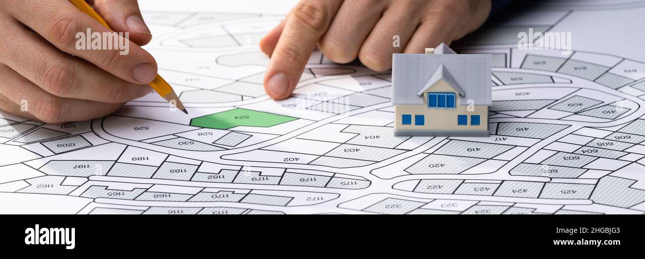 Land Development Map. Developer With Project Plot Stock Photo Alamy