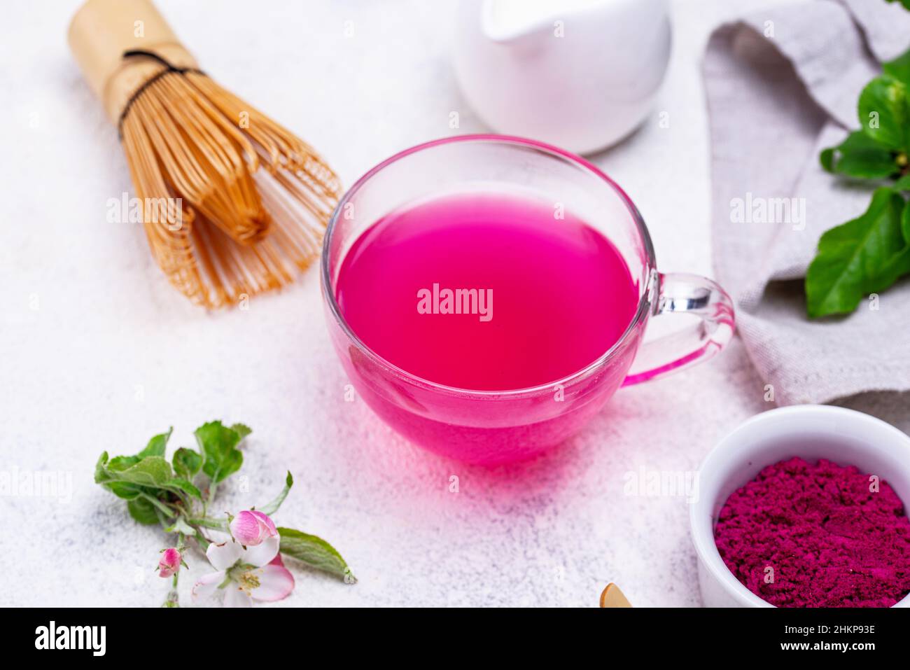 Pink matcha tea from dragon fruit Stock Photo Alamy