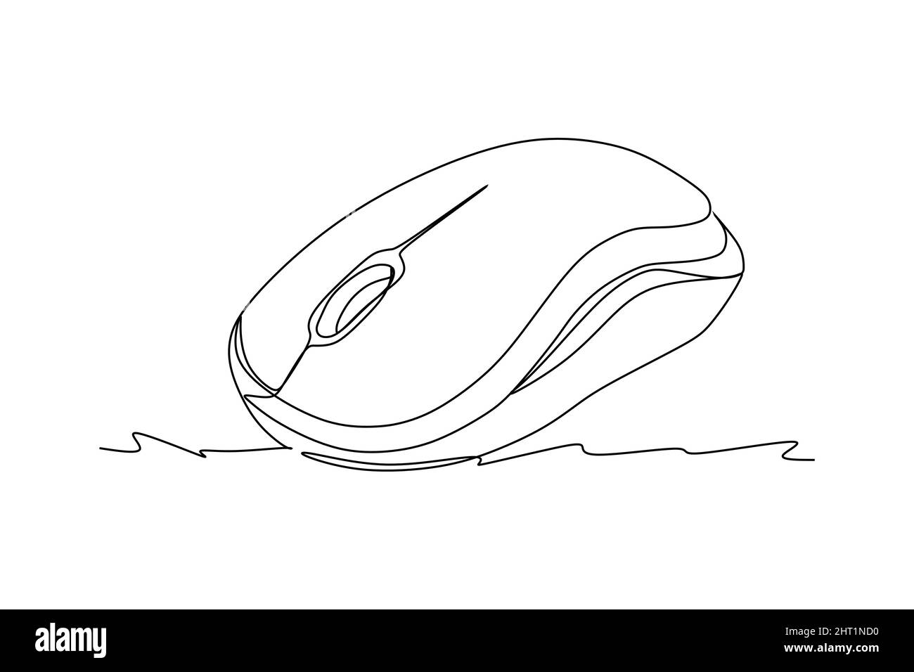 one line drawing of isolated vector object wireless computer mouse