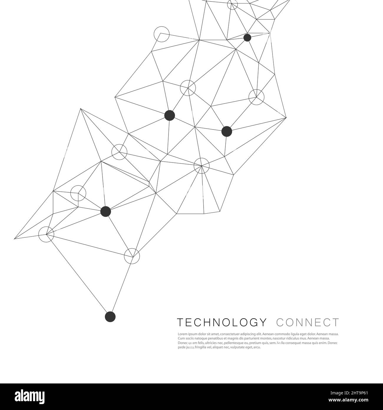 Abstract connection structure with dots and lines. Vector background