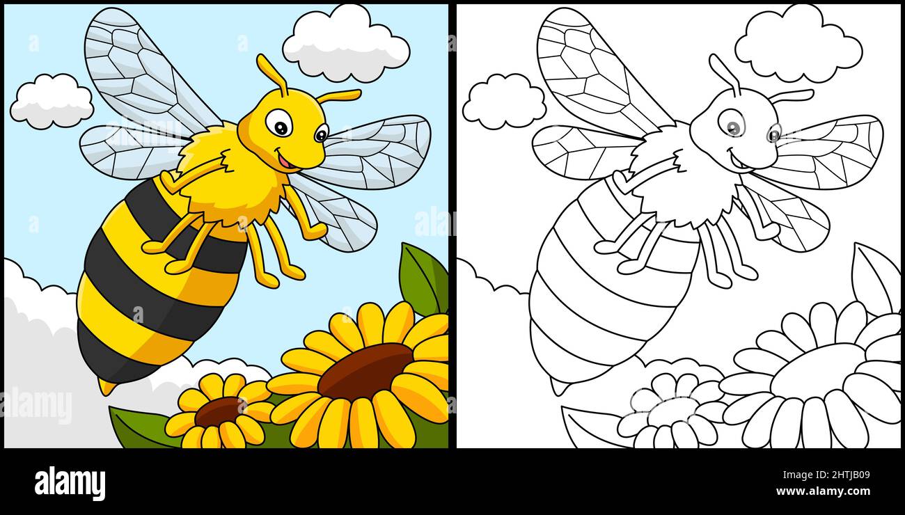 Bee Coloring Page Colored Illustration Stock Vector Image & Art Alamy