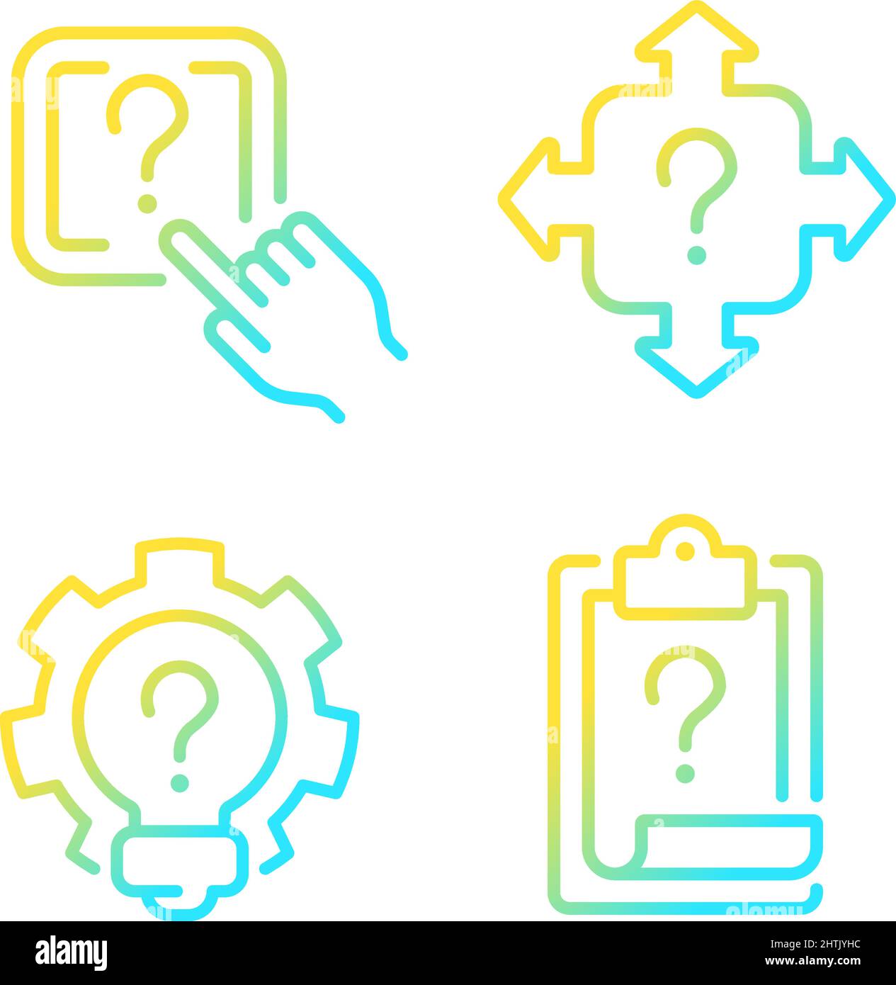 Questions and answers in technical support gradient linear vector icons set Stock Vector Image