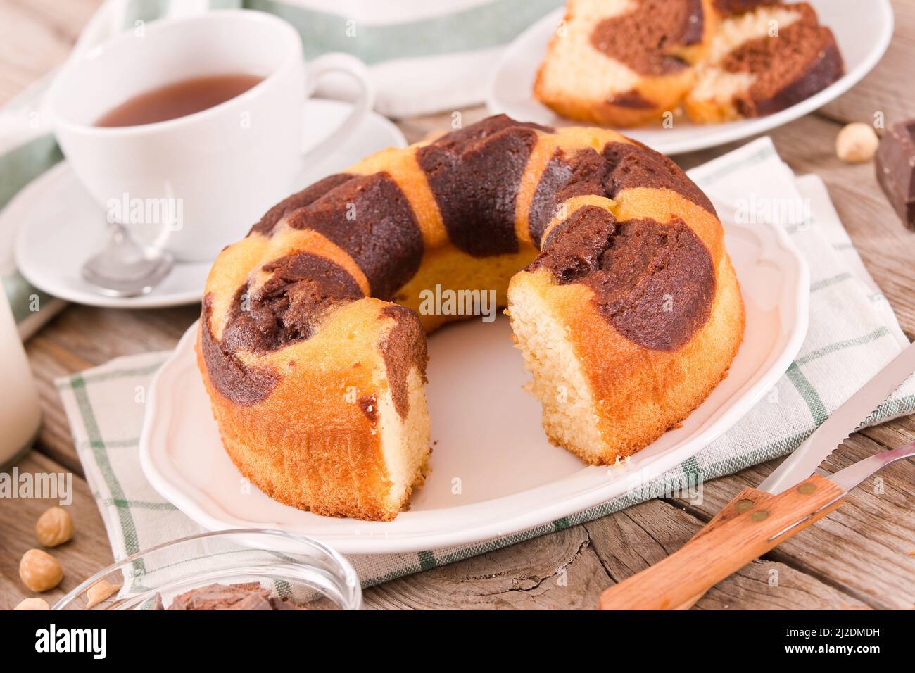 Marble ring cake Stock Photo Alamy