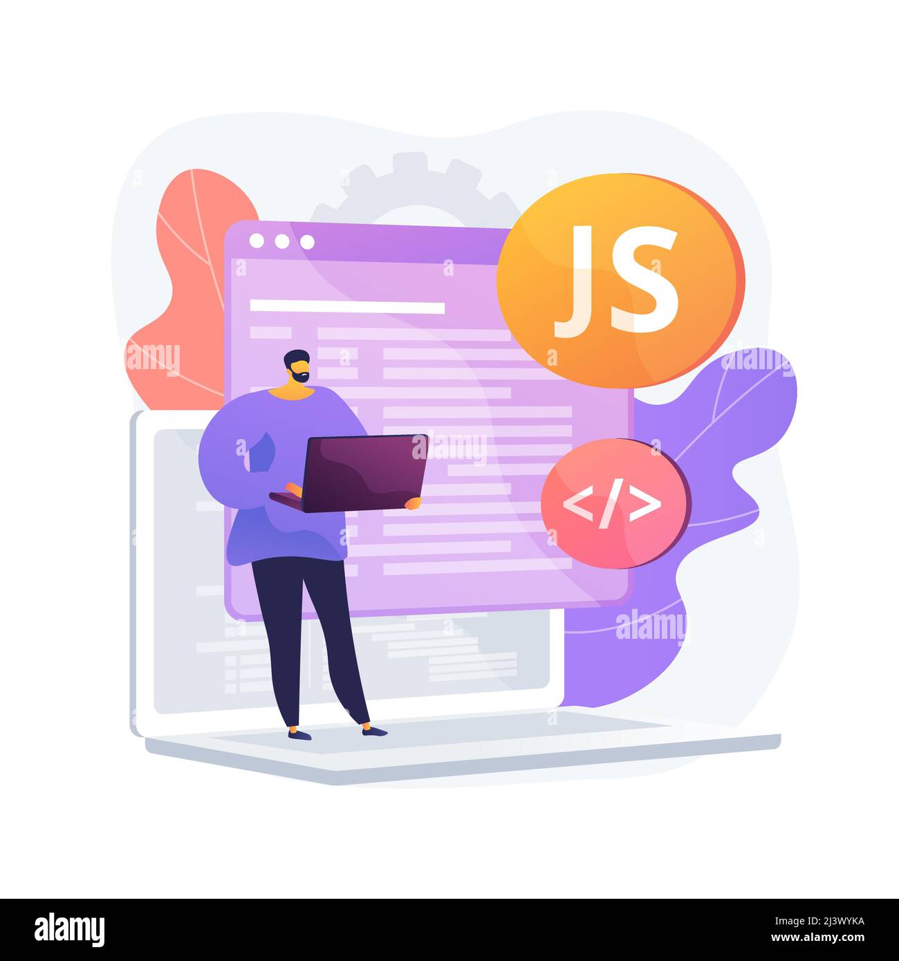 JavaScript abstract concept vector illustration. Game engine, JS