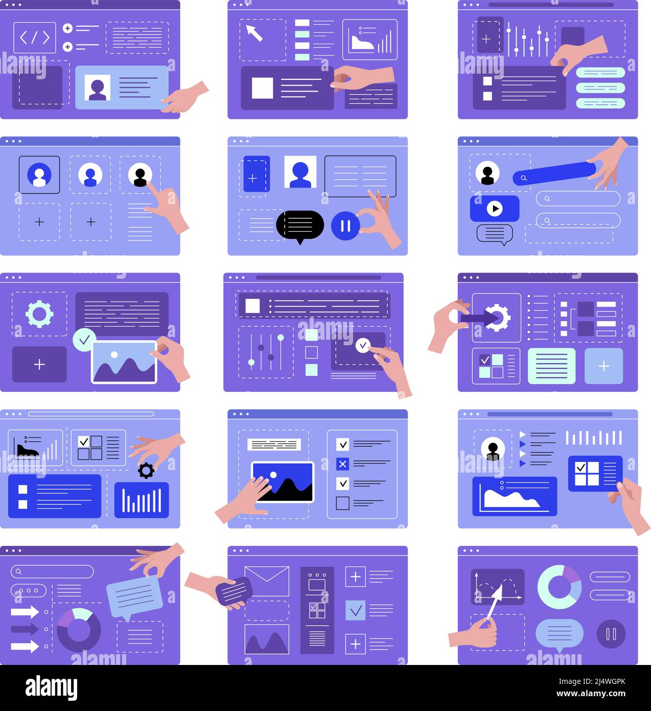 Hands ui programming. Designers creating app interfaces web templates