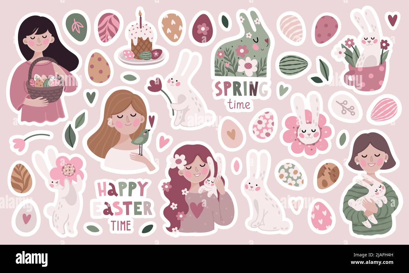 Easter sticker set Stock Vector Image & Art Alamy