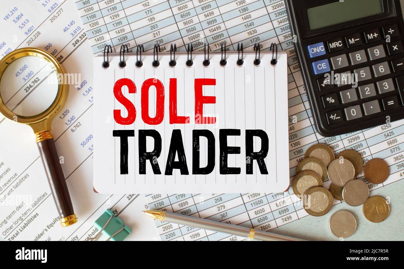 Yellow Paper Note With Words SOLE TRADER , Tax concept Stock Photo Alamy