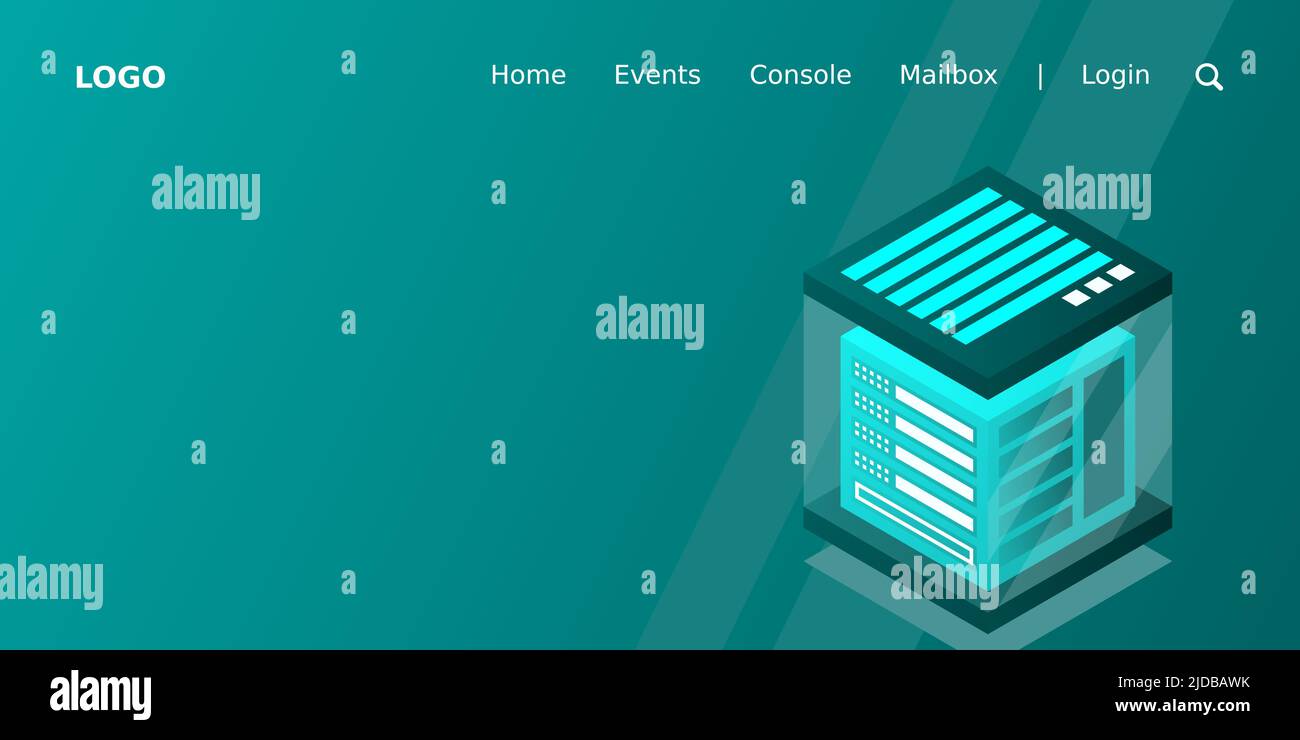 Isometric Digital Technology  Banner. BIG DATA Machine Learning