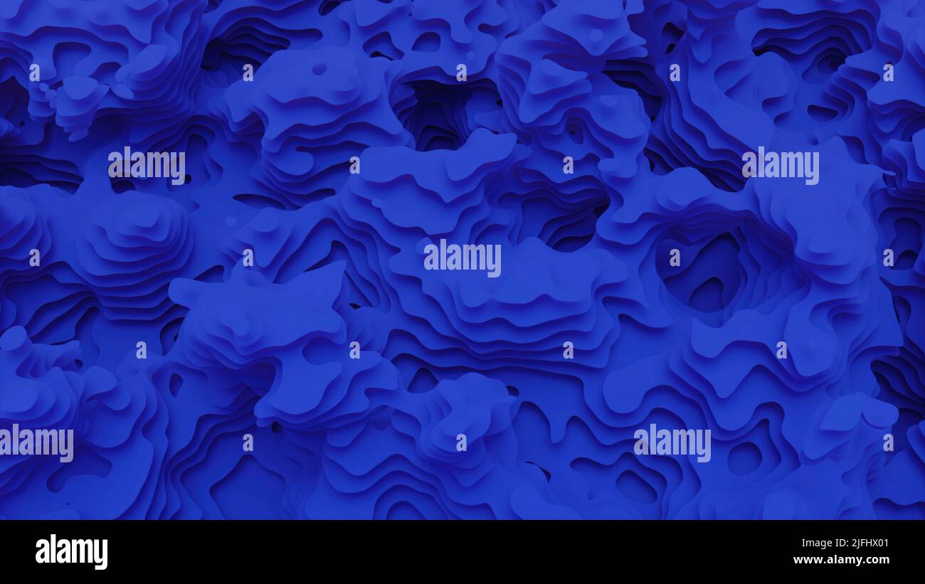 3D landscape layers. Design. Animation of moving layers of topographic