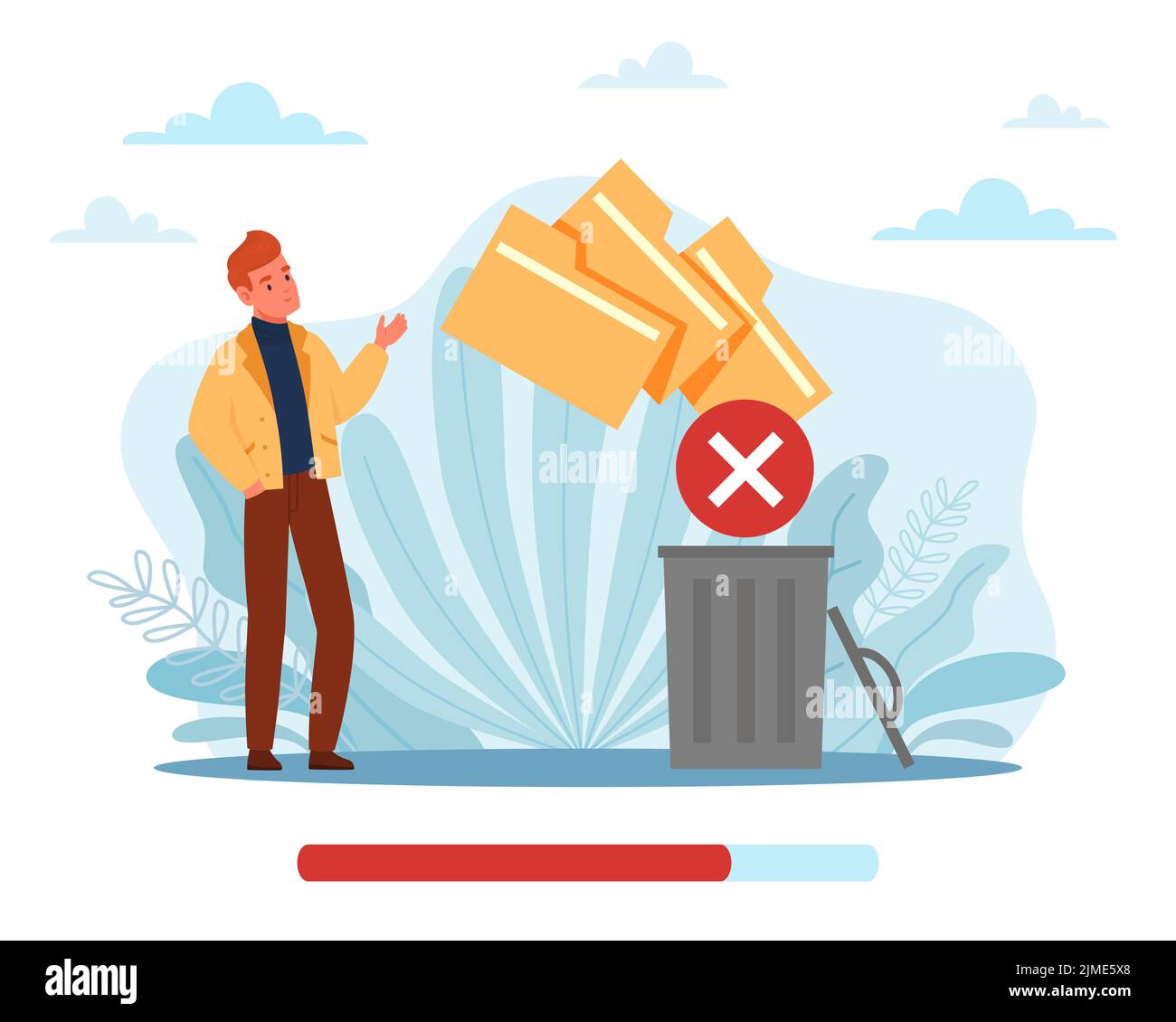 Delete, moving unnecessary files to trash. Clearing documents