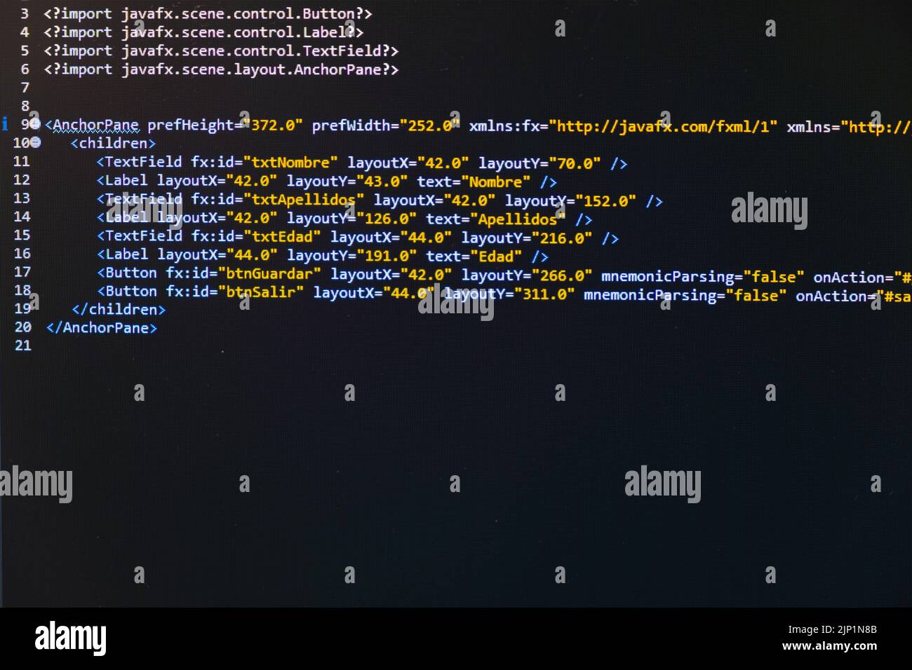 Code redactor (IDE) with open javascript project using react Stock