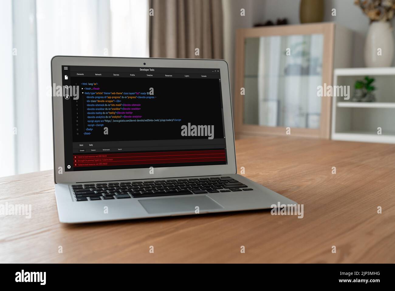 Software development programming on computer screen for modish