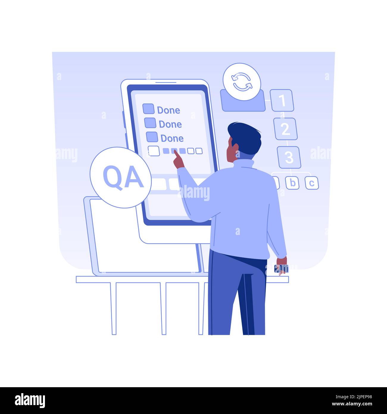 Automated testing isolated concept vector illustration. QA engineer