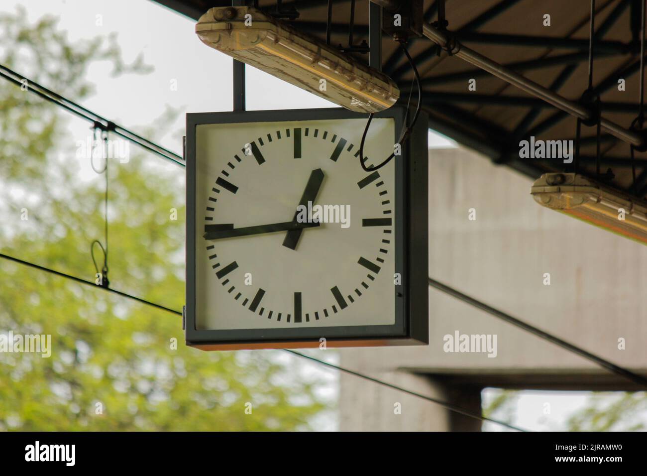 Clock in the train station Stock Photo Alamy