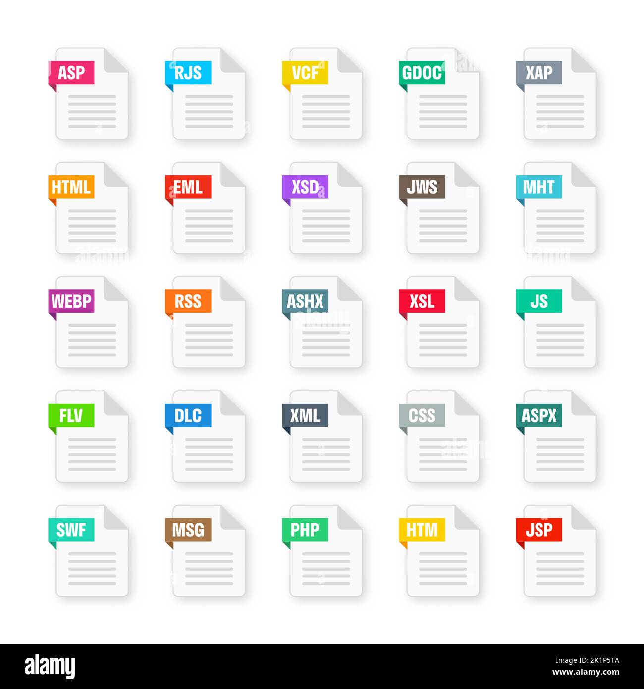 Common system file formats. Document types and extensions. Flat style