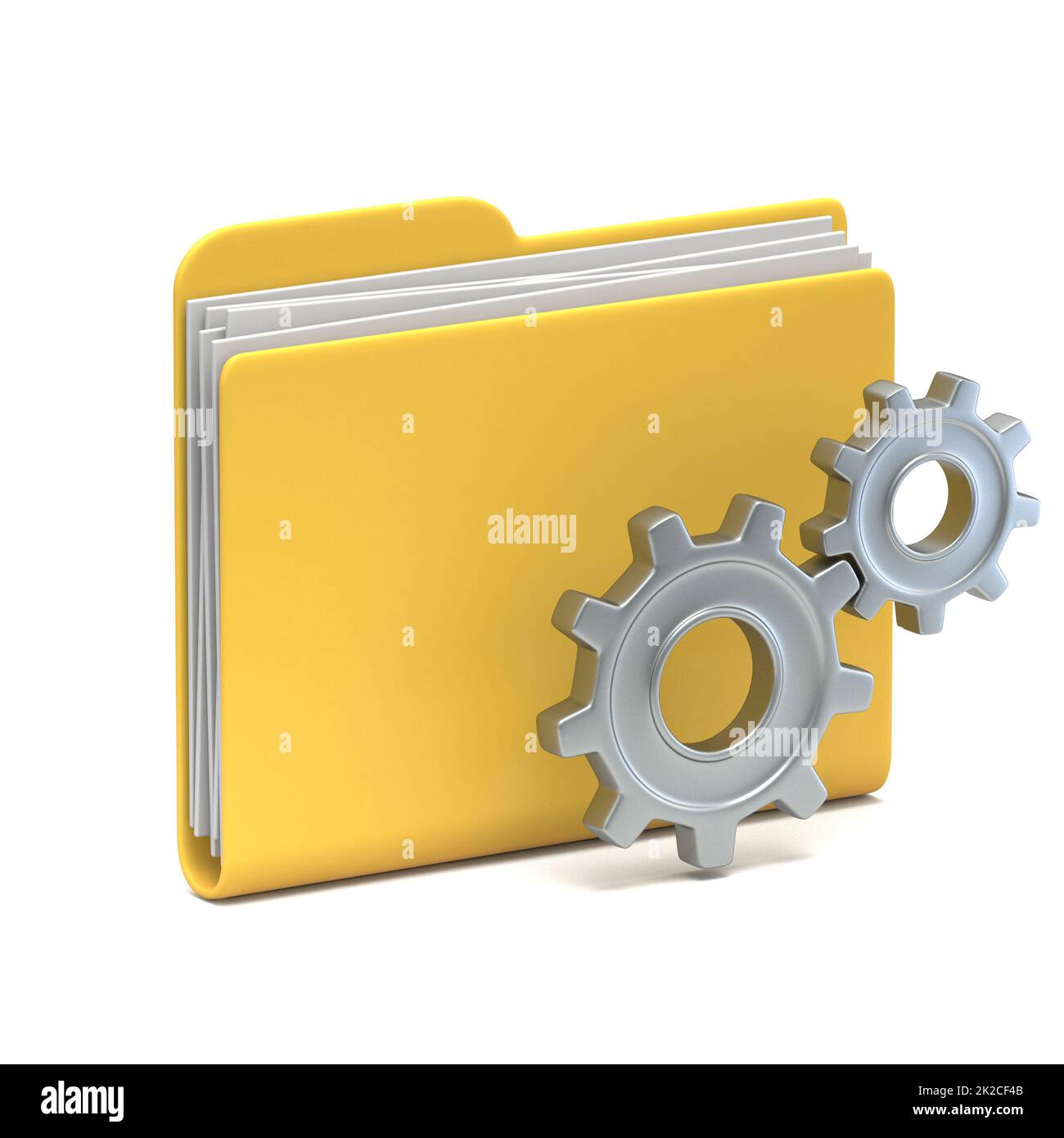 Yellow folder icon Settings concept 3D Stock Photo Alamy