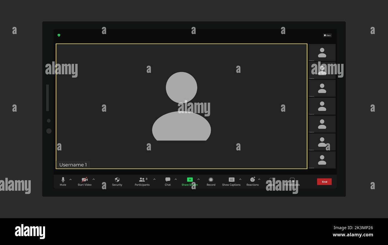 Online video call interface template with user icon. Application for