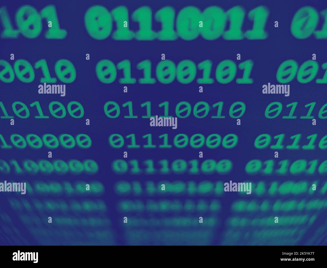 Closeup view of binary computer code with 1s and 0s displayed on a