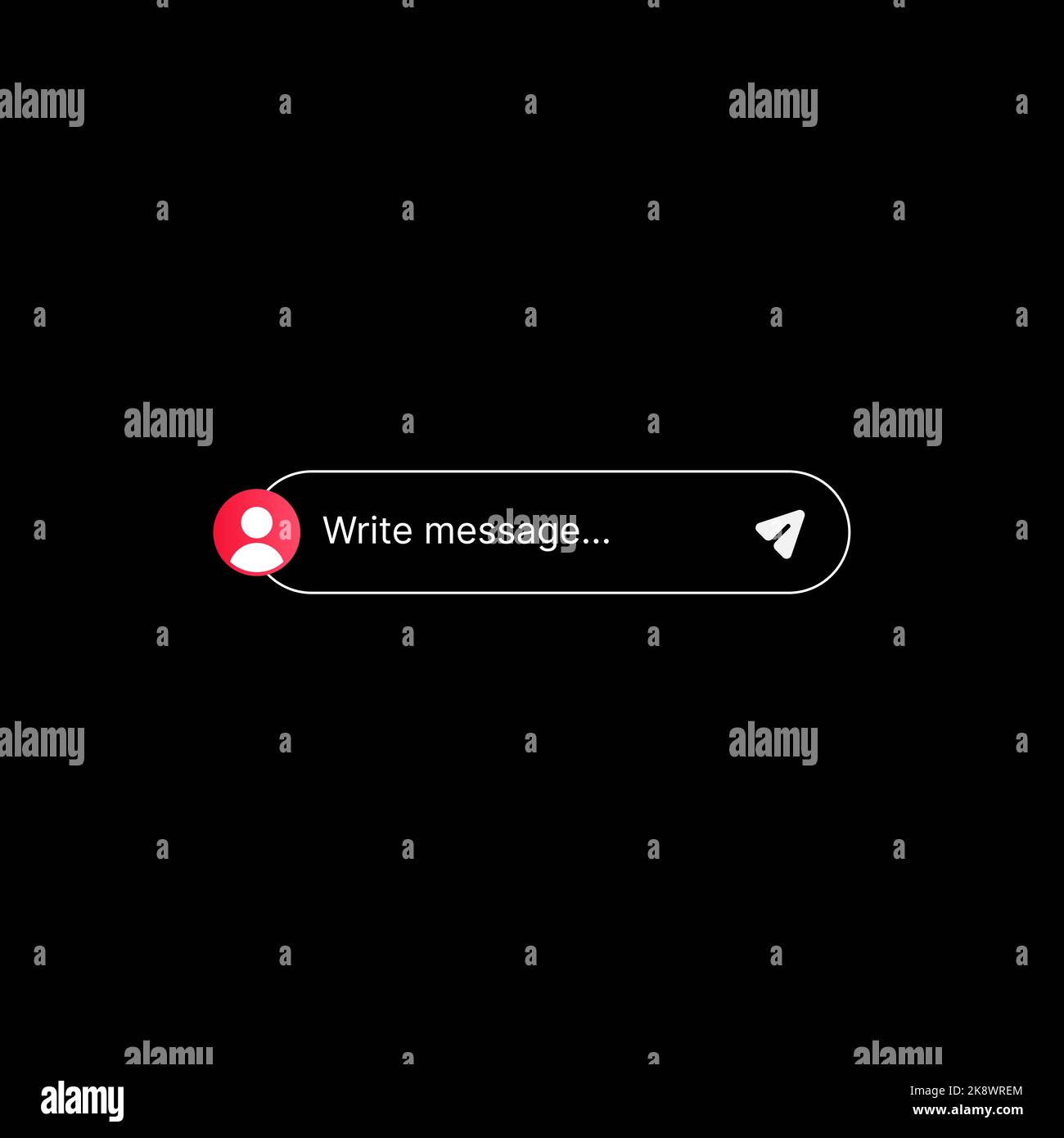 Message Bar Illustration UI Concept on Black Background. Social Media. Editable Write Message