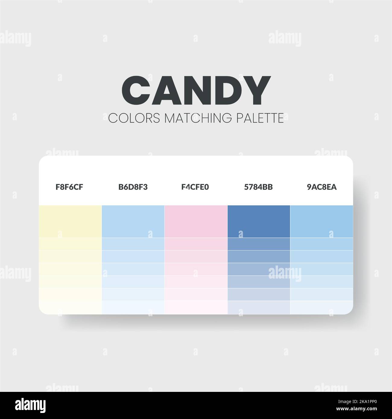 Color palette in Candy colour theme collections. Color scheme or colors
