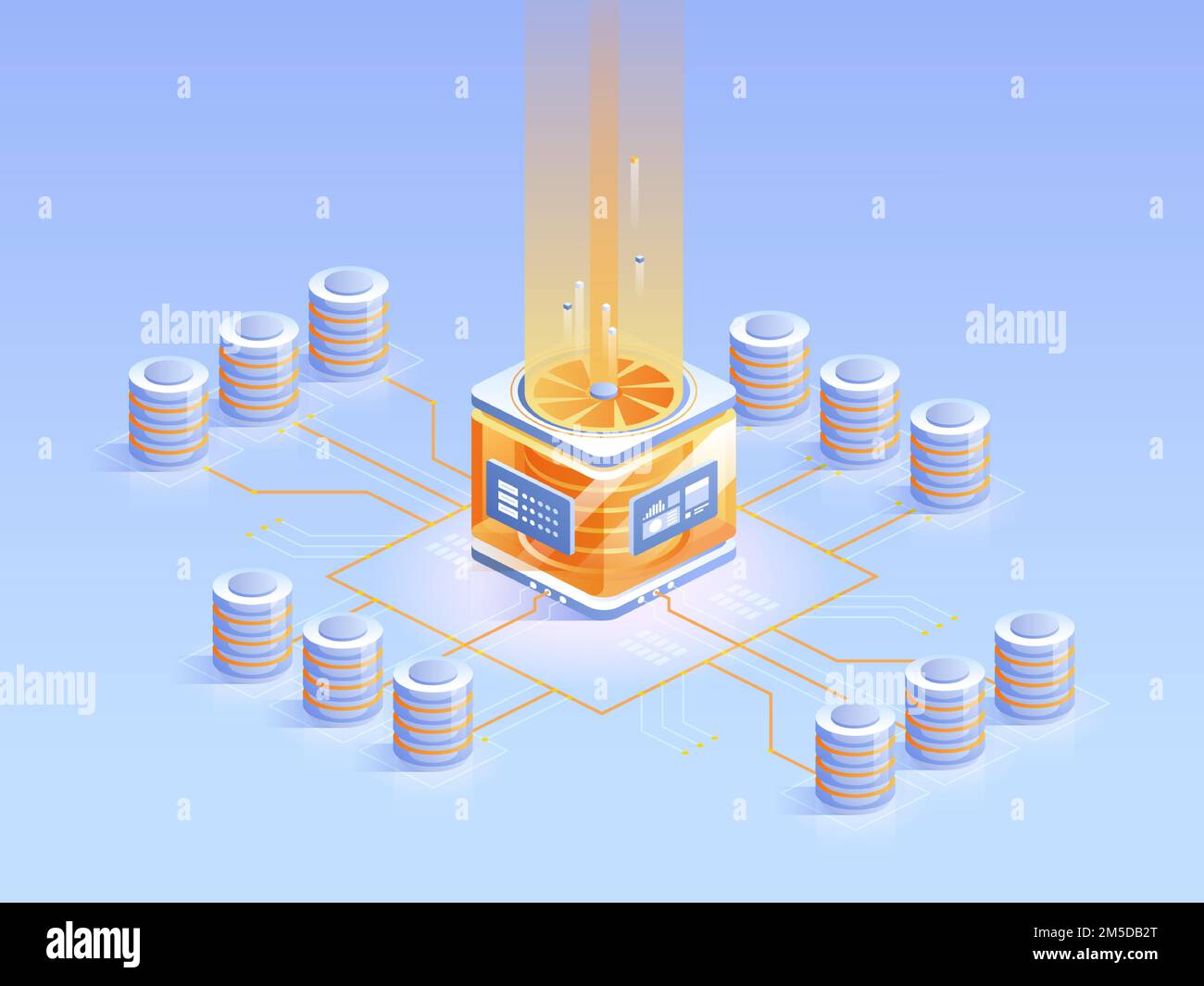 Computer processor abstract isometric illustration. Microprocessor, CPU