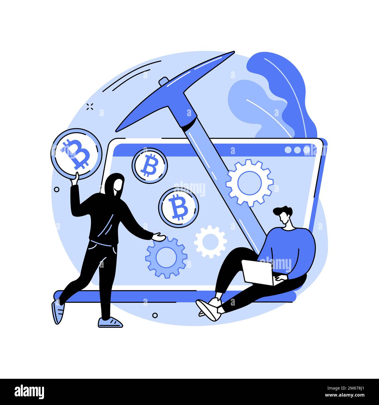 Hidden mining abstract concept vector illustration. Cryptocurrency
