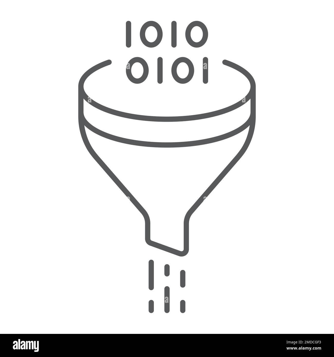 Data filter thin line icon, data and analytics, funnel sign, vector