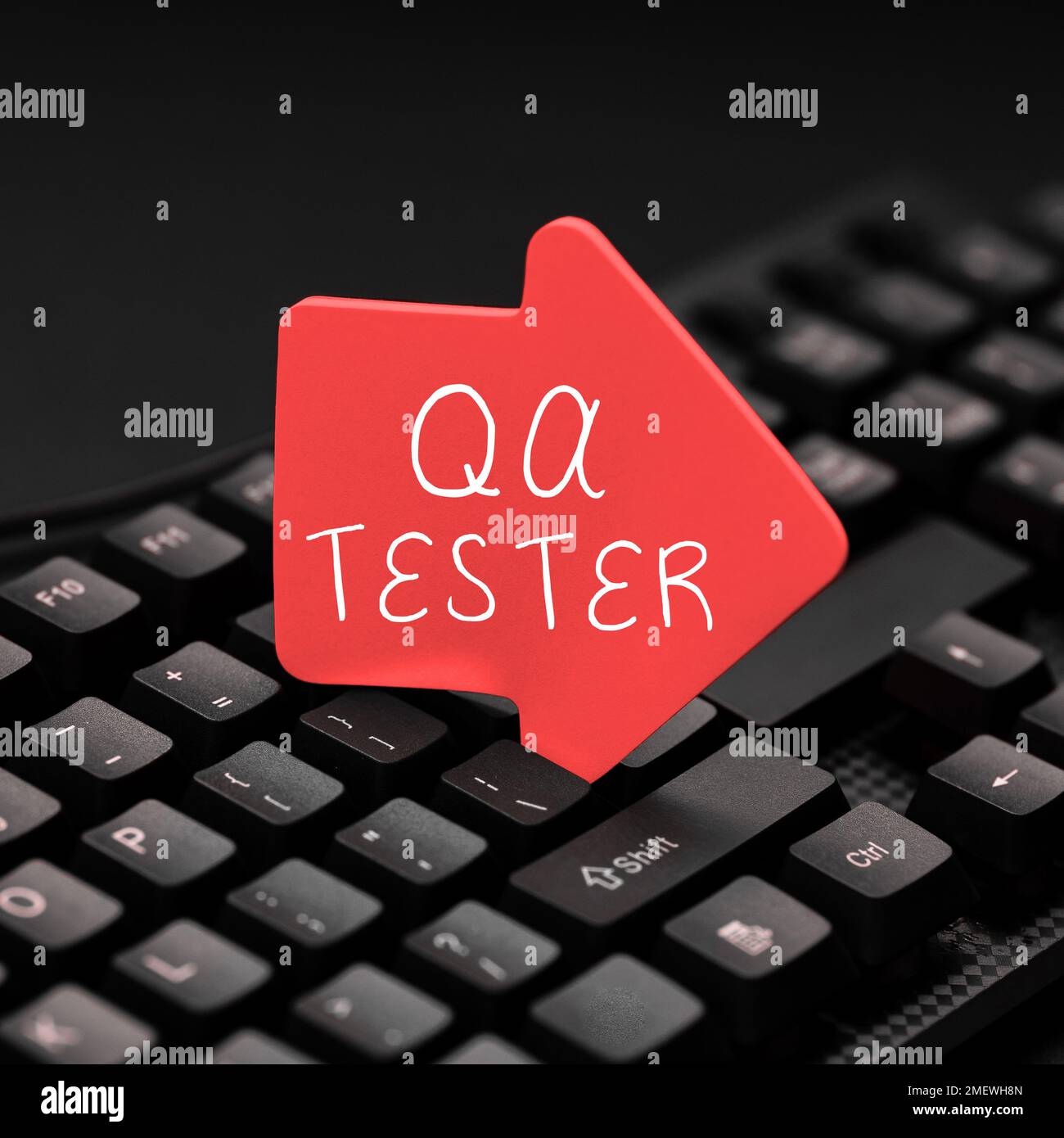 Conceptual caption Qa Tester, Word for Quality assurance of an on going