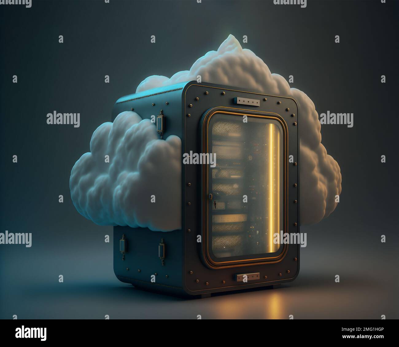 Cloud database storage concept. Cloudscape digital online server for