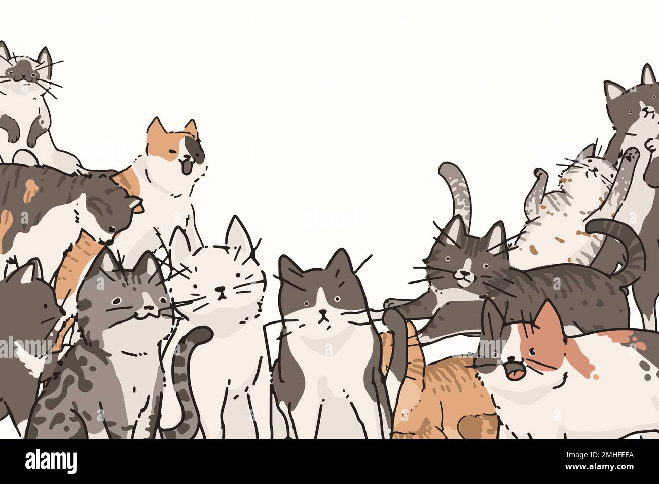 Cats doodle pattern background vector Stock Vector Image & Art Alamy