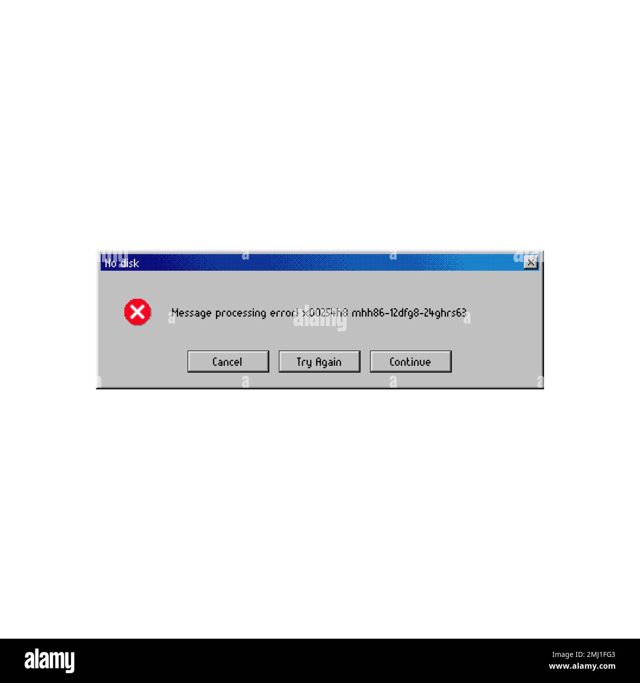 Error message window on disk access failure, computer system vector