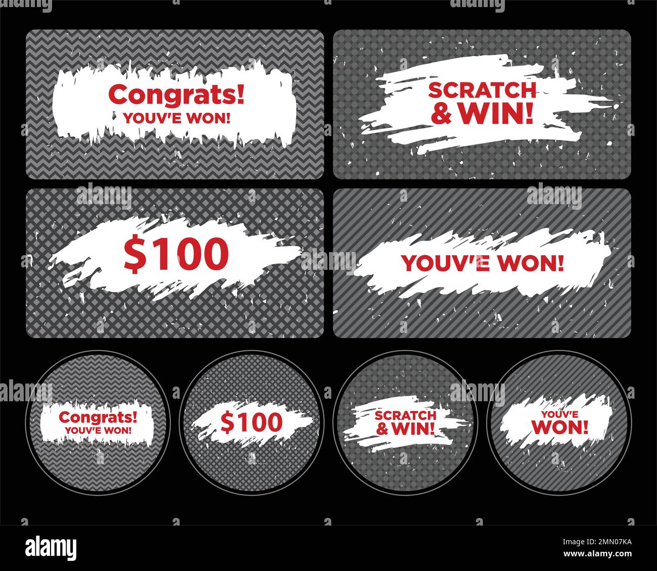 Vector Set of Scratch & Win Card/ Lottery Ticket/ Scratch Torn Marks